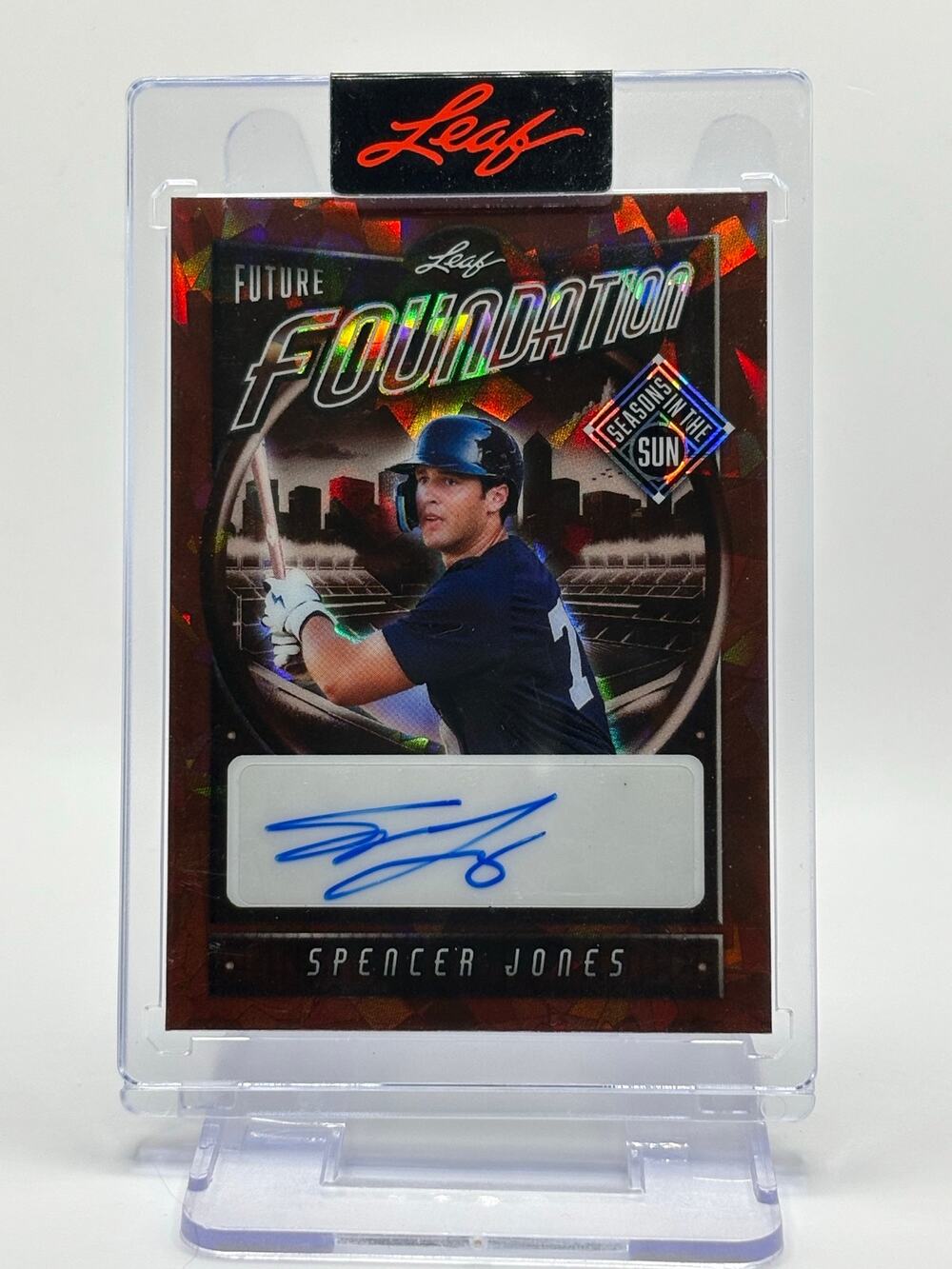2025 Leaf Seasons in the Sun Spencer Jones Future Foundation Auto /35 SP Yankees